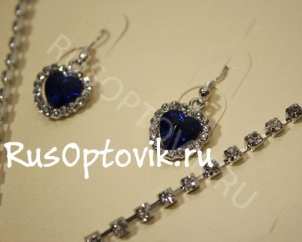 Комплект ожерелье и серьги "Сердце Океана" оптом 