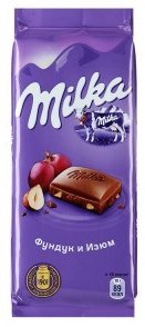 Шоколад Milka Фундук-Изюм 100г оптом 