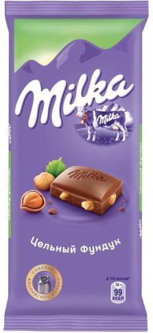 Шоколад Milka С цельным фундуком 90г оптом Шоколад Milka С цельным фундуком 90г оптом