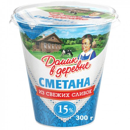 Сметана Домик в деревне 15 % 300 г оптом 