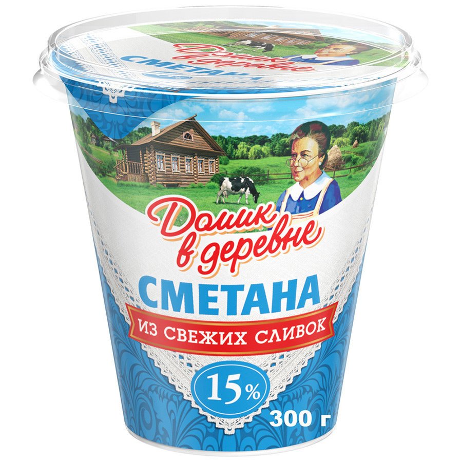 Сметана Домик в деревне 15 % 300 г оптом Сметана Домик в деревне 15 % 300 г оптом