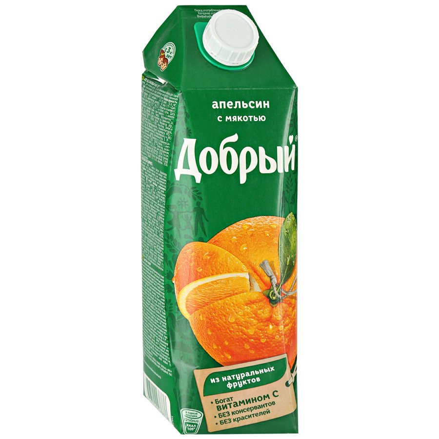 Нектар Добрый апельсин с мякотью 1 л оптом Нектар Добрый апельсин с мякотью 1 л оптом