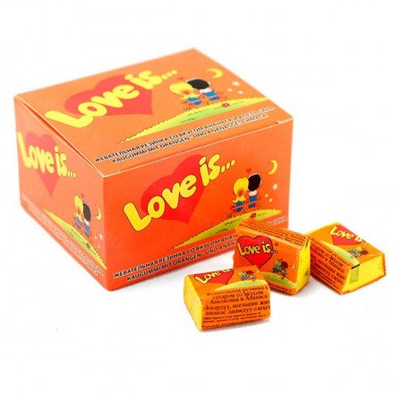 Блок жвачек Love is — "Апельсин-Ананас" (20 шт) оптом 