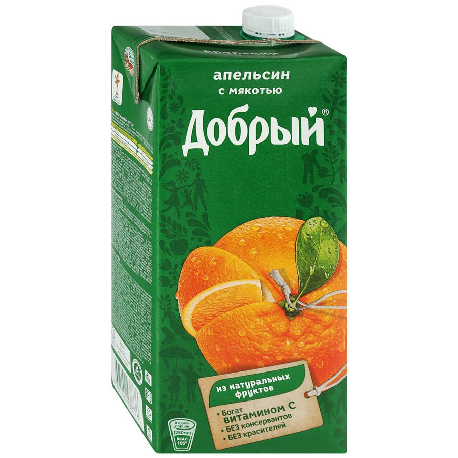 Нектар Добрый Апельсин с мякотью 2 л оптом Нектар Добрый Апельсин с мякотью 2 л оптом