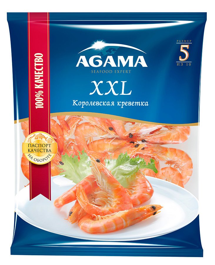 Креветки Agama XXL королевские варено-мороженые 850 г оптом Креветки Agama XXL королевские варено-мороженые 850 г оптом