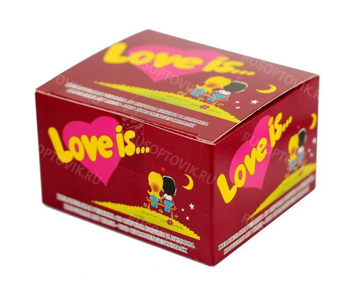 Жвачка Love is — вишня-лимон, блок 20 шт оптом Жвачка Love is — вишня-лимон, блок 20 шт оптом