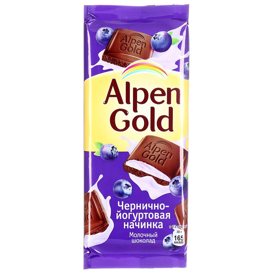 Alpen Gold шоколад молочный с чернично-йогуртовой начинкой 90 г оптом 