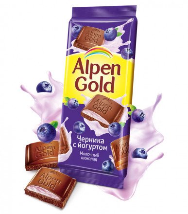 Alpen Gold шоколад молочный с чернично-йогуртовой начинкой 90 г оптом 