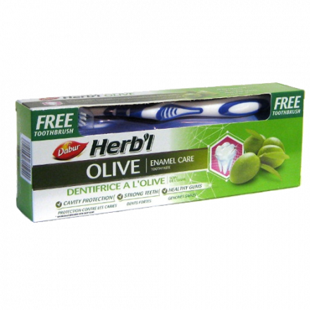 Зубная паста Dabur Herb’l Olive c зубной щёткой 150 гр. оптом 