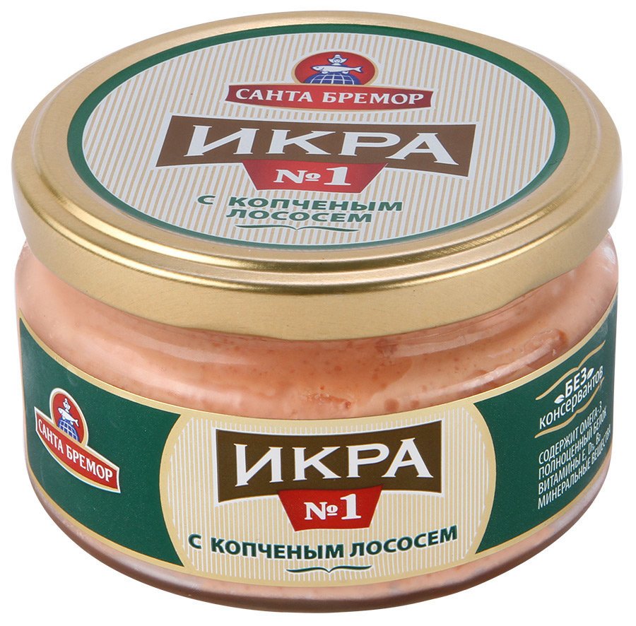 Икра мойвы Санта Бремор с копченым лососем 180 г оптом 