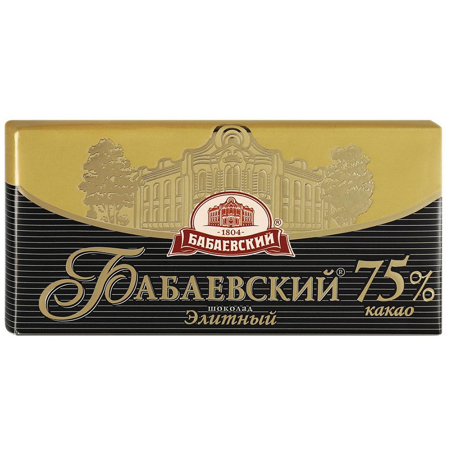 Бабаевский элитный 75% какао темный шоколад, 100 г оптом 