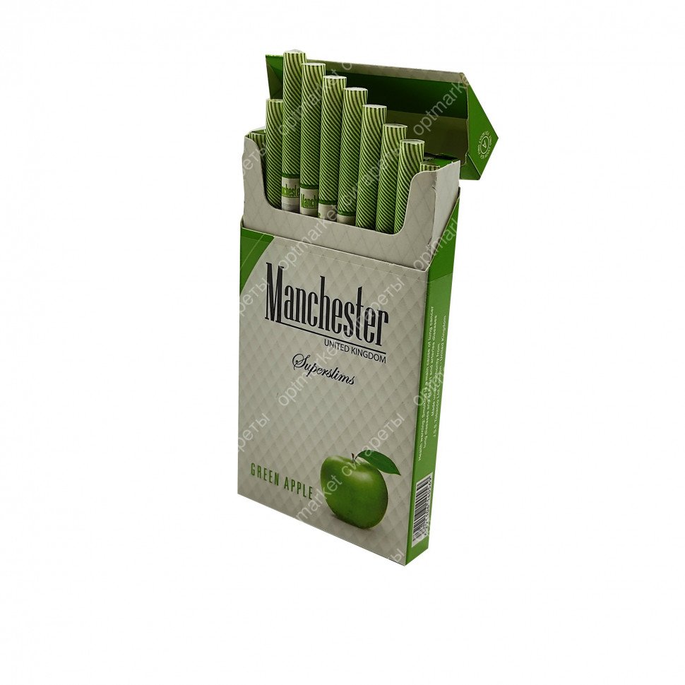 Сигареты Manchester Green Apple Superslims оптом Сигареты Manchester Green Apple Superslims оптом