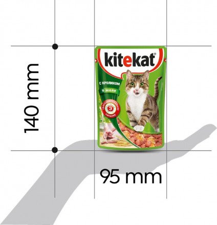 "Kitekat" для взрослых кошек, с кроликом в желе, 85 г 