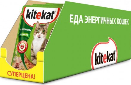 "Kitekat" для взрослых кошек, с кроликом в желе, 85 г 