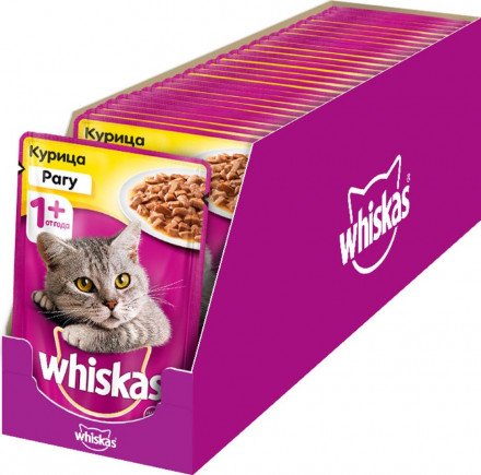 "Whiskas" для кошек от 1 года, рагу с курицей, 85 г 