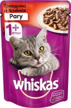 "Whiskas", рагу с говядиной и ягненком, 85 г