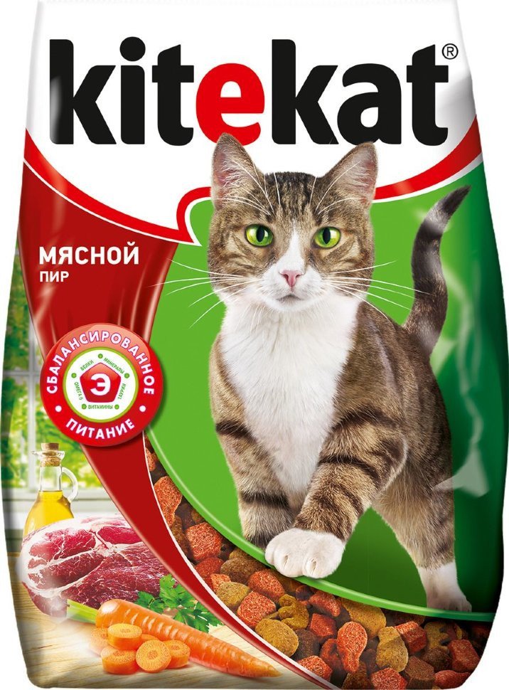 Корм сухой для кошек "Kitekat", мясной пир, 350 г Корм сухой для кошек "Kitekat", мясной пир, 350 г