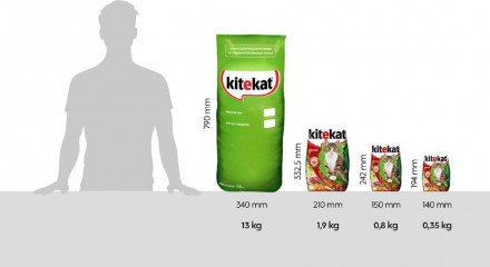 Корм сухой для кошек "Kitekat", мясной пир, 800 г 