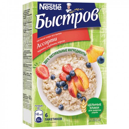 Каша овсяная Быстров ассорти без варки 6*40 г оптом 