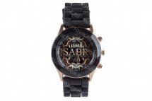 Кварцевые часы "SABR" на чёрном силиконовом браслете (бол.) оптом