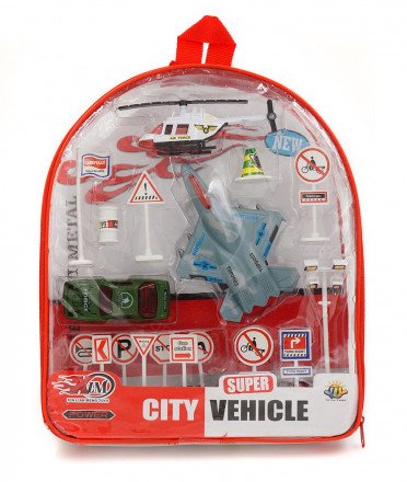Игрушечный набор City Vehicle с дорожными знаками оптом 